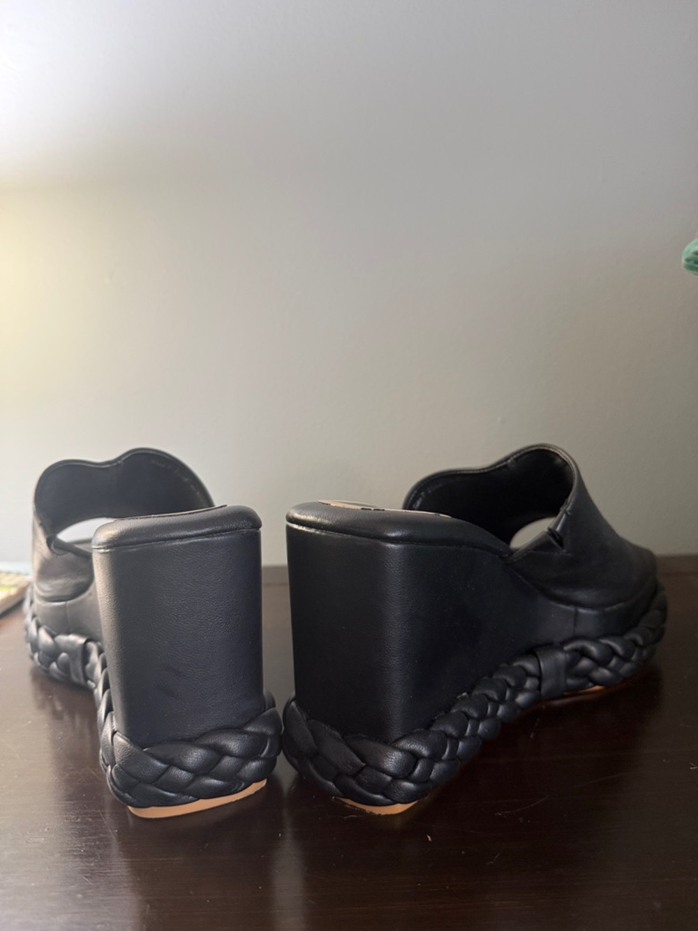 Dolce Vita Black Braided Platform Wedge Mules